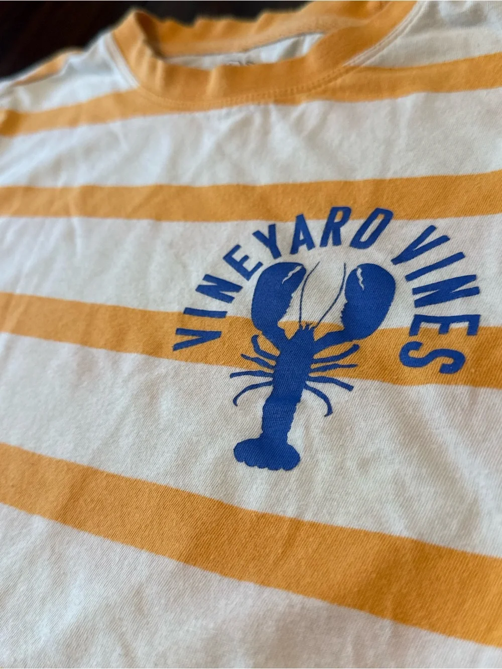 Vineyard Vines Kids Yellow Stripe Tee - Lobster Logo